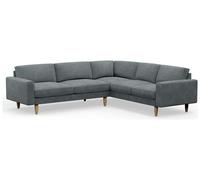 Hutch Velvet Block Arm 6 Seater Corner Sofa - Slate Grey