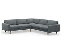 Hutch Velvet Block Arm 7 Corner Seater Sofa - Slate Grey