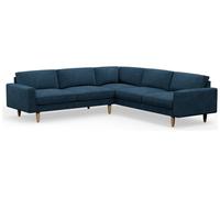 Hutch Velvet Block Arm 7 Seater Corner Sofa - Ink Blue