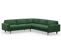 Hutch Velvet Block Arm 7 Seater Corner Sofa - Sage Green
