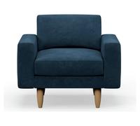 Hutch Velvet Block Arm Armchair - Ink Blue