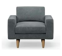 Hutch Velvet Block Arm Armchair - Slate Grey