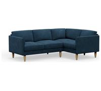 Hutch Velvet Curve Arm 4 Seater Corner Sofa - Ink Blue