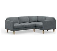 Hutch Velvet Curve Arm 4 Seater Corner Sofa - Slate Grey