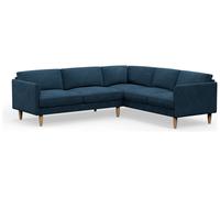 Hutch Velvet Curve Arm 6 Seater Corner Sofa - Ink Blue