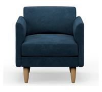 Hutch Velvet Curve Arm Armchair - Ink Blue