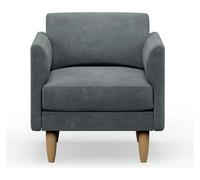 Hutch Velvet Curve Arm Armchair - Slate Grey