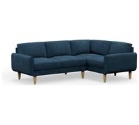 Hutch Velvet Round Arm 4 Seater Corner Sofa - Ink Blue