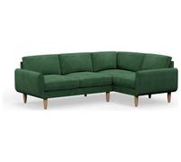 Hutch Velvet Round Arm 4 Seater Corner Sofa - Sage Green