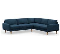 Hutch Velvet Round Arm 6 Seater Corner Sofa - Ink Blue