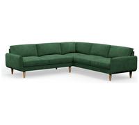 Hutch Velvet Round Arm 7 Seater Corner Sofa - Sage Green