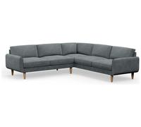 Hutch Velvet Round Arm 7 Seater Corner Sofa - Slate Grey
