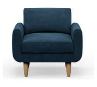 Hutch Velvet Round Arm Armchair - Ink Blue