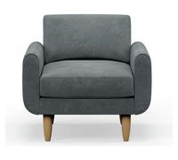 Hutch Velvet Round Arm Armchair - Slate Grey