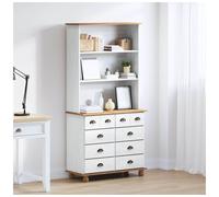 Hutch White Solid Pine 91x40x200.5cm 6-Drawer Traditional Tall Dining Storage