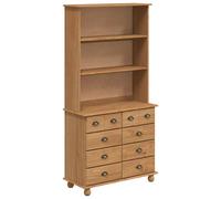 vidaXL Hutch ASKIM Honey Wax 91 x 40 x 184 cm Solid Pine Wood