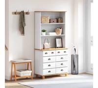 Hutch with Drawer ASKIM White 91 x 40 x 184 cm Solid Pine wood