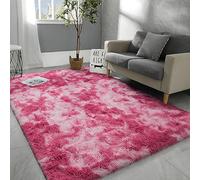 Hutha 4x6 Large Area Rugs for Living Room, Super Soft Fluffy Modern Bedroom Rug, Tie-Dyed Blush Pink Indoor Shag Fuzzy Carpets for Girls Kids Nursery Room Home Decor