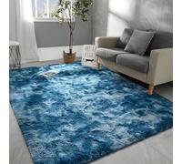 Hutha 6x9 Large Area Rugs for Living Room, Super Soft Fluffy Modern Bedroom Rug, Tie-Dyed Dark Blue Indoor Shag Fuzzy Carpets for Girls Kids Nursery Room Home Decor