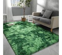 Hutha 6x9 Large Area Rugs for Living Room, Super Soft Fluffy Modern Bedroom Rug, Tie-Dyed Green Indoor Shag Fuzzy Carpets for Girls Kids Nursery Room Home Decor