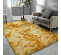 Hutha 6x9 Large Area Rugs for Living Room, Super Soft Fluffy Modern Bedroom Rug, Tie-Dyed Orange Yellow Indoor Shag Fuzzy Carpets for Girls Kids Nursery Room Home Decor