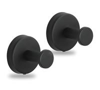HUTHUHNHN 2 Pcs Vacuum Suction Cup Hooks, Bathroom Coat Towel Suction Hook, Premium Stainless Steel Suction Hooks for Bathroom, Suitable for Wall Glass Mirror Smooth Surface (Black)