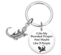HUTIMY Bearded Dragon Keychain Gifts for Women Men Lizard Themed Stuff Reptile Lizard Key Chains, Stainless Steel, Medium