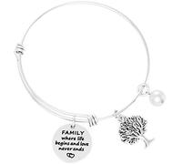 Hutimy Family Tree Bracelet Family Where Life Begins and Love Never Ends Bracelet Jewelry for Mom