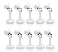 HUTLON White Magnetic Door Stops, 10 Pack - Heavy Duty Floor Wall Mount Door Stopper with Soft Catch, Rust Resistant Stainless Steel, Modern Door Holder