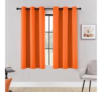 HUTO Blackout Curtains Drapes 54 Inch Length - Thermal Insulated Antique Copper Grommet Black Out Drapery Panels for Basement Bathroom Small Windows, 1 Pair, 42 Inch by 54 Inch, Vibrant Orange