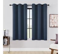 HUTO Short Blackout Curtains Drapes - Thermal Insulated Antique Copper Grommet Black Out Drapery Panels for Basement Bathroom Small Windows, Set of 2, 42 Inch by 45 Inch, Navy Blue