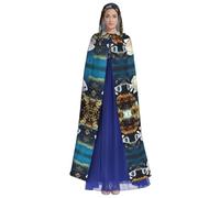 HUTOOLEE White-Golden Fish Hooded Cloak Halloween Cosplay Prom Party Comic Con Adult Party Decoration Cape Beautiful Graphic Print, Black