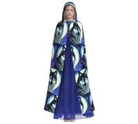 HUTOOLEE Wolf Under Moon Hooded Cloak Halloween Cosplay Prom Party Comic Con Adult Party Decoration Cape Beautiful Graphic Print