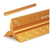 Hutou 12" Triangular Aluminium Architect Scale Ruler, Golden, 12" x 12"
