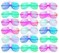 HUTRADE 15er-Pack Leuchtbrillen - 5 Farben - LED-Brillen, die im Dunkeln leuchten - Partyzubehör für Kinder & Erwachsene - 80er-Jahre-Shutter-Shades - Neon-Party-Geschenke