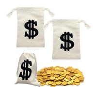 HUTRADE Pack of 2 Money Bags, Cowboy Costume Children, Prop Money Coin Bag, Canvas Bag with Dollar Sign, Party and Cosplay Accessories, Western Birthday Gift