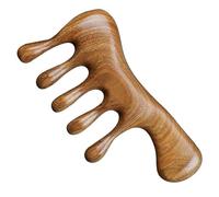 HUTSRAI 1 PCS Manual Scalp Massager Comb for Scalp Hair Massage Head Massager Scalp Stress Relax Wood Brown Portable Gua Sha Massage