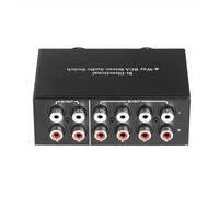 HUTSRAI 4 Way Bi-Directional Stereo Audio Switch 2 in 4 Out or 4 in 2 Out L/R Jack Sound Channel Audio Switcher R/L Stereo Switcher