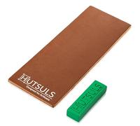 Hutsuls Brown Leather Strop with Compound - Get Razor-Sharp Edges with Stropping Kit, Green Honing Compound & Vegetable Tanned Two Sided Knife Sharpener Step-by-Step Guide Included