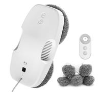 HUTT DDC55 Window Cleaner Robot with Remote Control, Electric Window Cleaning Robotic 3800Pa, Security System, Intelligent Edge Detection, Suitable for Windows, Tiles, Bathrooms(12 Cloths),White