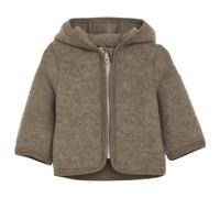 Huttelihut - Kid's Jacket Wool Fleece with Hood - Merino jacket size 56, brown