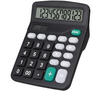 HUTUDD Desktop Calculator, Black Calculator Big Buttons, 12-Digits Large LCD Display, Solar and AA Battery Dual Power, Desk Calculator for Office Home School Business Class (Black)