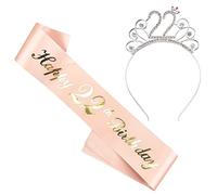Huture Sash & Rhinestone Tiara Set 22 Years Birthday Gifts for Women Birthday Glitter Crown Girl Happy 22nd Birthday Sash Birthday Etiquette Belt Glitter Birthday Sash for Women Party Supplies