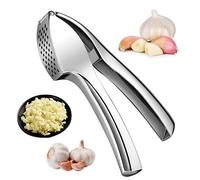 HUTVD Garlic Press Stainless Steel Professional Kitchen Garlic Press with Handle Ginger Chopper Easy Clean for Kitchen and Home