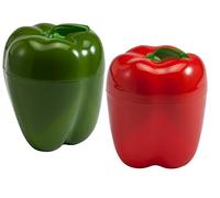 Hutzler 3254-2RG Food Container, BPA Free Plastic, Red & Green Pepper Saver Set