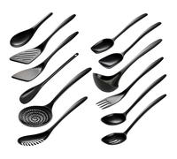 Hutzler 3500-12BK Cook & Serve Melamine Utensils, Set of 12 Set, BPA Free, Black