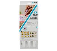 Hutzler 647 Baking Supplies Disposable Decorating Bags & Nozzles Set, BPA Free Plastic, Clear