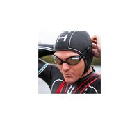 Huub 3mm Wetsuit Skull Cap Hat - Black Silver - Unisex - The Neoprene Skull Swim Cap is a fully adjustable swim hat
