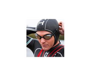 Huub 3mm Wetsuit Skull Cap Hat - Black Silver - Unisex - The Neoprene Skull Swim Cap is a fully adjustable swim hat