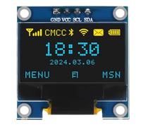 Huudngeje 0.96 Inch OLED Display Screen Module I2C IIC 128x64 SSD-1306 LCD Screen 3.3V-5V Blue Yellow for ESP32 ESP8266